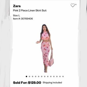 ZARA two piece linen top and skirt